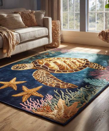 Golden Current Flow Rug — Contemporary Water-Inspired Area Rug, Soft Durable Pile For Living Room, Textured Modern Design