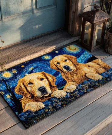 Golden Duo Stars Luxury Welcome Mat — Glamorous Gold Accent Door Rug For Stylish Entrances, Weather-Resistant & Non-Slip