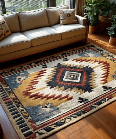 Golden Echo Concentric Rug — Modern Ring-Pattern Area Rug With Warm Gold Tones, Durable Low-Pile For Living Room & Office