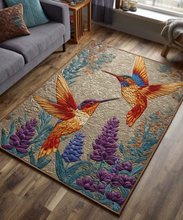 Golden Flight Bird-Inspired Rug — Airy Feather & Avian Motif Area Rug, Soft Durable Pile For Living Room, Hallway & Bedroom