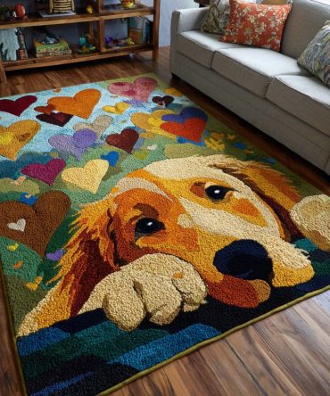 Golden Friends Cozy Area Rug — Warm Gold Accent Rug For Family Rooms & Kids' Spaces, Soft Pile, Easy Clean & Durable