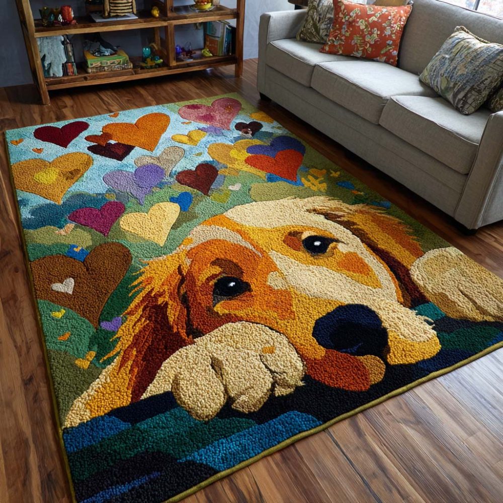 Golden Friends Cozy Area Rug — Warm Gold Accent Rug For Family Rooms & Kids' Spaces, Soft Pile, Easy Clean & Durable