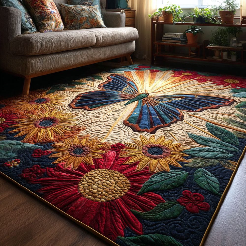 Golden Garden Glow Area Rug — Illuminating Floral Accent Rug, Soft Plush Pile, Fade-Resistant, Perfect For Living Room Or Bedroom
