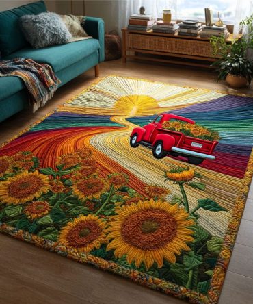 Golden Garden Odyssey Area Rug — Elegant Botanical Runner & Area Rug, Durable Low-Pile, Stain-Resistant, Modern Classic Style