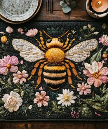 Golden Hive Quilted Placemat — Honeycomb-Inspired Gold Dining Mat with Padded Protection, Reversible, Durable & Machine-Washable for Everyday Use