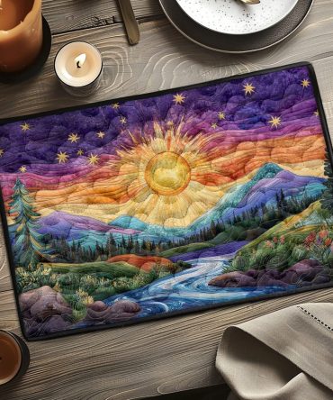 Golden Glow Quilted Dining Placemat — Warm Metallic-Tone Table Protector, Stylish Fall Kitchen Decor & Soft Quilted Texture Accent