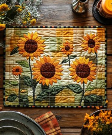 Golden Glow Quilted Placemat — Warm Metallic-Inspired Table Mat for Luxe Dining, Heat-Resistant & Stylish Everyday Protection
