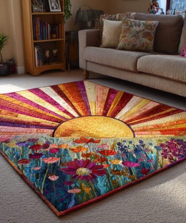 Golden Horizon Statement Area Rug — Warm Gradient Gold Runner & Area Rug, Durable Low-Pile Design, Fade-Resistant For High Traffic