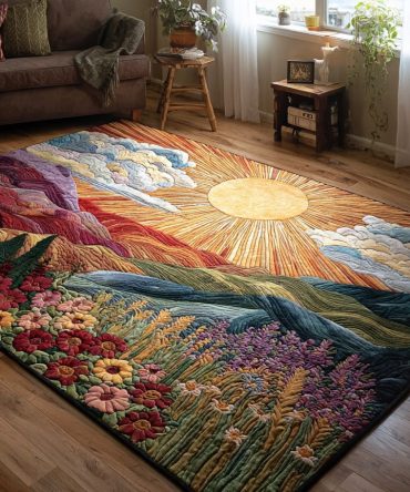 Golden Horizon Contemporary Area Rug — Warm Gold Hued Accent Rug, Durable Construction, Non-Slip Backing, Great For Open-Plan Living