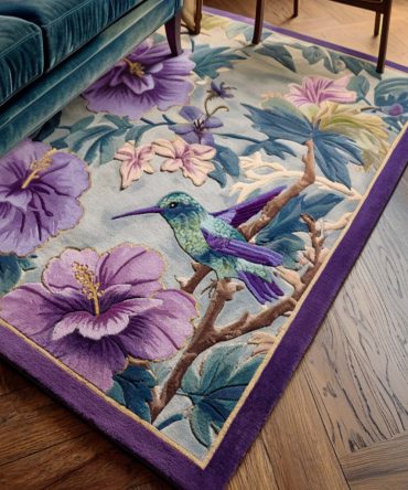 Golden Hummingbird Decorative Area Rug — Nature-Inspired Gold Accent Rug With Intricate Bird Motif, Soft Pile, Durable & Easy Care