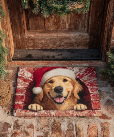 Elegant Golden Joy Holiday Doormat — Luxe Metallic Script Welcome Mat, Weather-Resistant Outdoor/Indoor Entry Rug