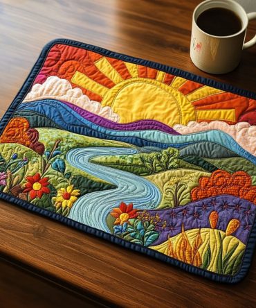 Golden Meadows Quilted Placemat for Dining — Rustic Cotton Table Protector, Heat-Resistant & Machine Friendly