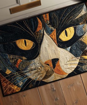 Golden Muse Elegant Welcome Doormat — Premium Coir Mat With Metallic Accent Print, Luxe Porch & Entryway Rug, Durable