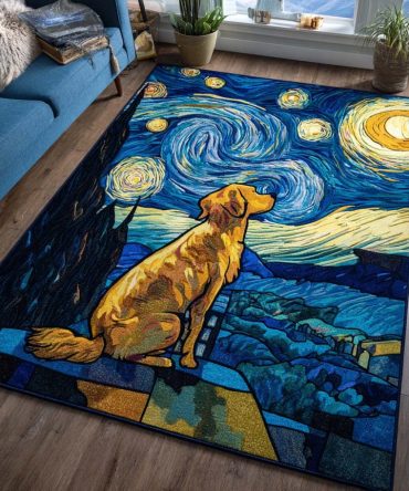 Elegant Golden Night Area Rug — Deep Contrast Metallic Accents, Soft Plush Pile, Fade & Spill Resistant, Modern Glam Décor Rug Options