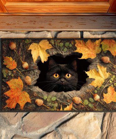 Golden Paws Festive Welcome Mat — Warm Gold Paw Print Doormat For Holiday & Fall Entry, Durable Accent Rug For Porch, Patio & Home