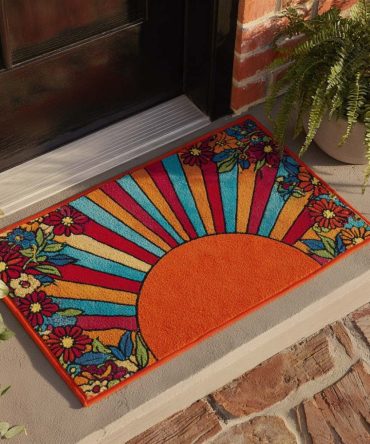 Golden Rays Luxe Welcome Mat — Elegant Sunbeam Porch Doormat, Durable Weatherproof Entry Rug For Stylish Indoor & Outdoor Use