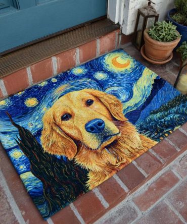 Golden Star Gaze Doormat — Elegant Metallic Accent Welcome Mat, Durable Outdoor Entry Rug With Non-Skid Backing For Stylish Porches