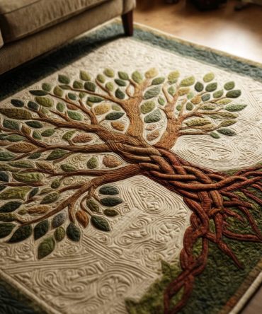 Golden Tree Nature-Inspired Area Rug — Elegant Botanical Accent Rug, Durable Low-Pile, Stain-Resistant For High-Traffic Areas