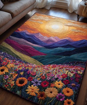 Golden Valley Scenic Area Rug — Warm Landscape-Inspired Rug, Plush Low-Pile, Fade-Resistant & Durable For Family Rooms