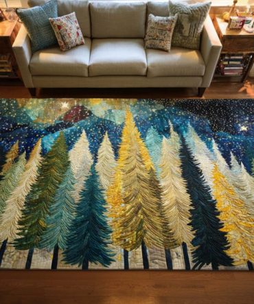 Golden Woods Rustic Area Rug — Nature-Inspired Woodland Accent Rug, Durable Low-Pile, Stain-Resistant For High-Traffic Rooms