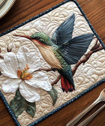 Grace In Motion Quilted Placemat — Elegant Flowing Pattern Table Mat, Soft Padding, Durable & Easy-Care for Stylish Dining