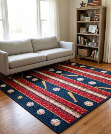 Grand Slam Statement Area Rug — Bold Pattern Accent Rug For Living Rooms & Recreation Spaces, Durable Low-Pile & Easy Maintenance