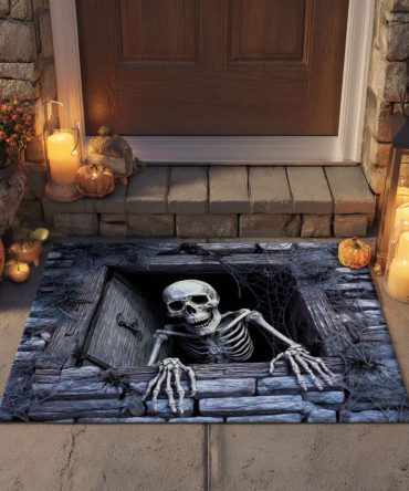 Graveyard Escape Halloween Welcome Mat – Spooky Cemetery Door Rug, Heavy-Duty Non-Slip Outdoor Mat For Seasonal Decor