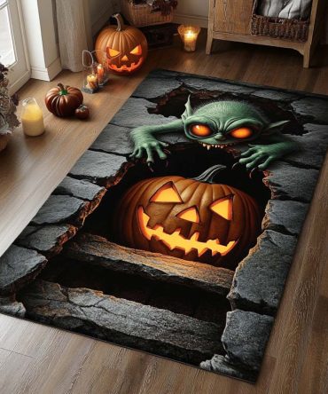 Playful Gremlin Glow Kids Area Rug - Vibrant, Durable Accent Rug For Playrooms & Bedrooms, Low-Pile & Easy Clean