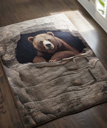 Rustic Grizzly Rest Area Rug - Cozy Lodge-Style Accent Rug, Plush Texture, Durable Backing For Living Rooms & Cabins