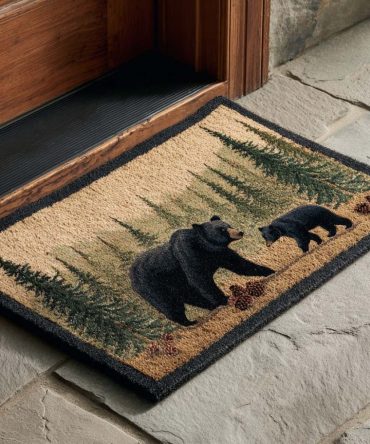 Grizzly Welcome Mat - Rustic Bear-Themed Outdoor Doormat, Heavy-Duty Entry Rug With Anti-Slip Backing For Cabin, Lodge & Porch