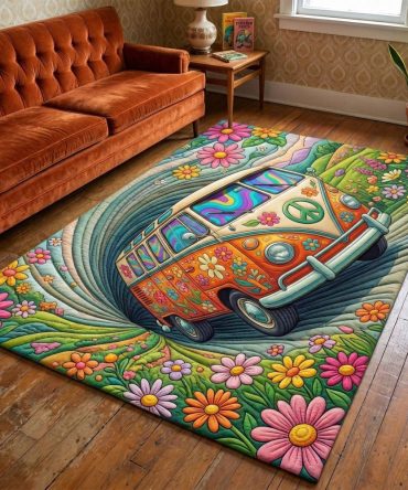 Groovy Tunnel Modern Area Rug - Bold Graphic Accent Rug With Durable Low-Pile, Fade-Resistant For Living Rooms & Halls