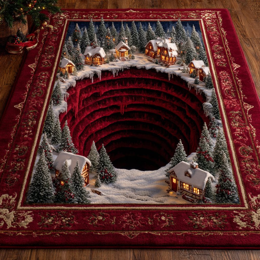 Grotto Christmas Village Holiday Area Rug - Festive Seasonal Accent Rug, Durable & Soft For Entryways, Living Rooms, Mantels