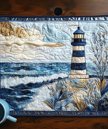 Guardian Light Quilted Placemat - Ethereal Sunburst Cotton Table Mat with Protective Motif for Inspirational Home Decor and Special Occasions