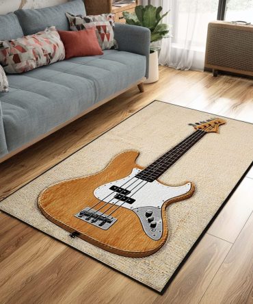 Soulful Guitar Accent Rug - Soft Low-Pile Music Room Floor Mat With Retro Guitar Graphic For Studio & Living Spaces