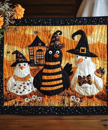 Spooky Poultry Halloween Quilted Placemat — Seasonal Table Accent with Bold Halloween Print, Durable Quilted Cotton & Easy-Care