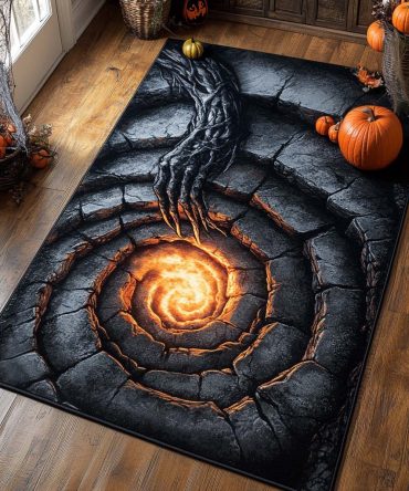 Dark Hands Of Hellfire Gothic Area Rug - Dramatic Statement Rug For Bedroom, Game Room & Heavy Metal Fans, Durable Construction