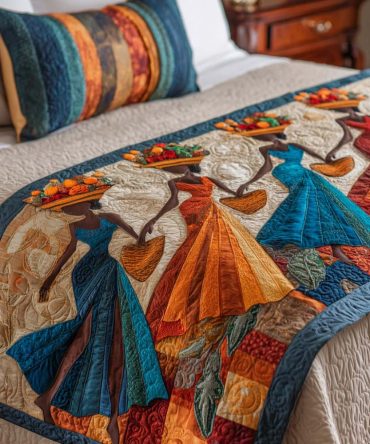 Harvest Parade Quilted Bed Runner — Autumn-Inspired Decorative Throw For Queen & King Beds, Warm Earth Tones, Cozy Layered Bedroom Styling