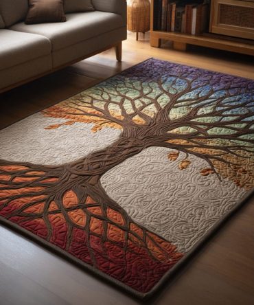 Warm Harvest Roots Bohemian Area Rug — Earth-Tone Indoor Rug With Organic Motif, Low-Pile Durable Accent For Cozy Spaces