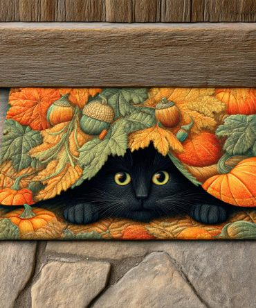 Autumn Harvest Shadow Doormat — Heavy-Duty Fall Welcome Mat, Weatherproof Outdoor/Indoor Design, Fade-Resistant, Non-Slip For Porch