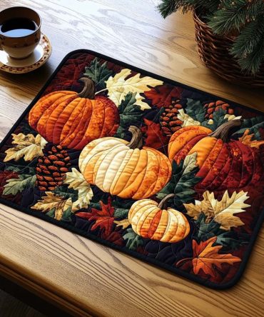 Harvest Wagon Quilted Placemat — Rustic Country Table Mat, Warm Fall Motifs, Durable Quilting, Machine-Washable For Seasonal Dining