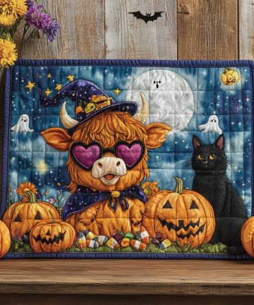Haunted Farmyard Quilted Placemat — Eerie Farm Table Decor, Quilted Cotton Placemat for Halloween Entertaining & Cozy Dinners — Machine Washable & Gift-Ready