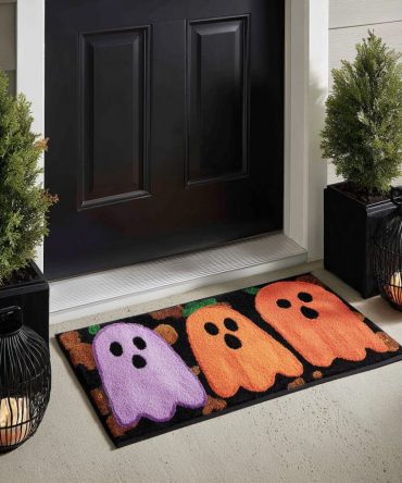 Haunted Hollow Halloween Doormat – Durable Coir Front Door Rug, Eerie House Silhouette, Outdoor/Indoor Non-Slip Welcome Mat For Porch & Entryway
