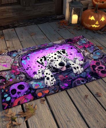 Haunted Portal Halloween Doormat — Dalmatian Spot Spooky Welcome Mat, Weather-Resistant Outdoor Entry Rug For Porch & Parties