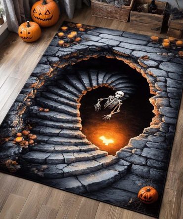 Eerie Haunted Spiral Optical Area Rug — Bold Illusion Indoor Rug, Low-Pile Statement Carpet For Themed Rooms & Visual Interest