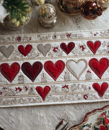 Heart Melody Quilted Placemat — Romantic Heart Pattern Table Mat for Dining & Entertaining, Quilted Protection, Soft Machine-Washable Fabric