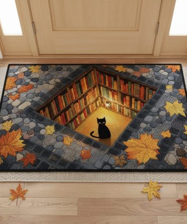 Hidden Library Literary Welcome Mat — Vintage Book-Themed Doormat, Durable Outdoor/Indoor Surface, Weather-Resistant With Non-Slip Backing
