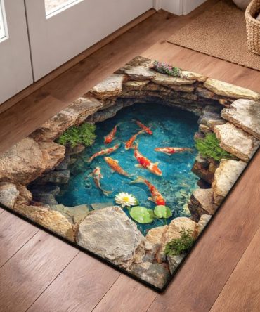 Hidden Pond Nature Doormat — Tranquil Water Garden Decorative Welcome Mat, Durable Outdoor/Indoor Surface, Non-Slip Backing For Serene Entry Décor