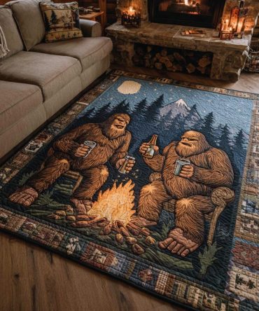 Hidden Bigfoot Novelty Rug — Fun Sasquatch Silhouette Accent Mat, Durable Indoor Rug With Non-Slip Backing For Entryways