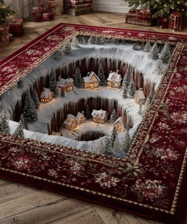 Festive Winter Village Area Rug — Plush Holiday Accent Rug For Living Room, Entryway & Cozy Christmas Home Decor