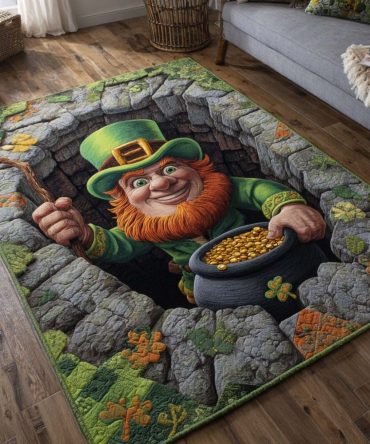 Lucky Clover Botanical Area Rug — Green St. Patrick’S Accent Rug For Living Room, Boho & Eco-Inspired Home Decor